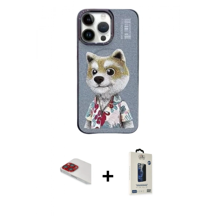 MARSİLYAN™- iPhone 13 Pro Max Kılıf Siluet Modern Özel Seri - Siyah Bilvis Hayalet Cam Ekran Koruyucu + Pers Alüminyum Kamera Lens - KI
