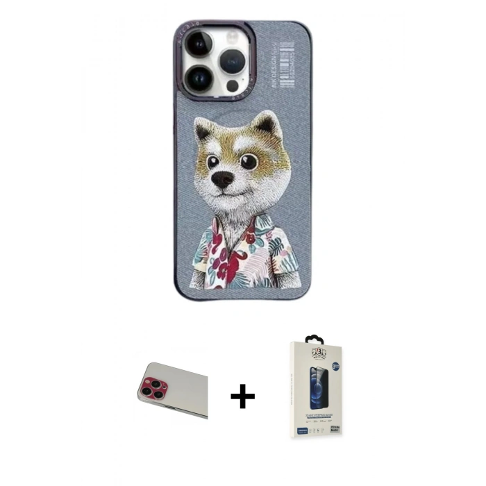 MARSİLYAN™- iPhone 13 Pro Max Kılıf Siluet Modern Özel Seri - Siyah Bilvis Hayalet Cam Ekran Koruyucu + Rainbow Kamera Lens Koruma Cam - KI