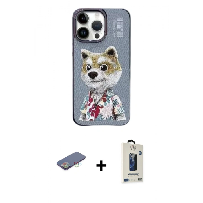 MARSİLYAN™- iPhone 13 Pro Max Kılıf Siluet Modern Özel Seri - Siyah Bilvis Hayalet Cam Ekran Koruyucu + Renkli Kamera Lens Koruma Cam - MI