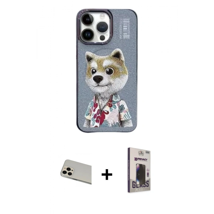 MARSİLYAN™- iPhone 13 Pro Max Kılıf Siluet Modern Özel Seri - Siyah Bilvis Hayalet Cam Ekran Koruyucu + Rainbow Kamera Lens Koruma Cam - REGD