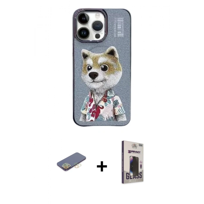 MARSİLYAN™- iPhone 13 Pro Max Kılıf Siluet Modern Özel Seri - Siyah Bilvis Hayalet Cam Ekran Koruyucu + Sarı Renkli Kamera Lens Koruma Cam