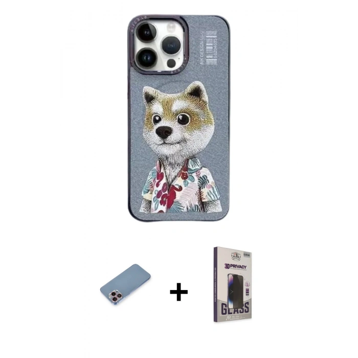 MARSİLYAN™- iPhone 13 Pro Max Kılıf Siluet Modern Özel Seri - Siyah Bilvis Hayalet Cam Ekran Koruyucu + Shine Kamera Lens Koruma Cam - PE