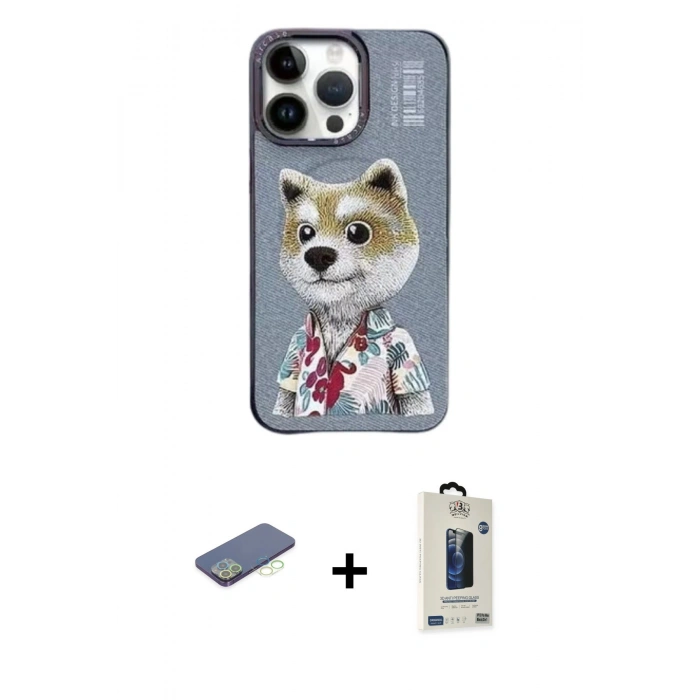 MARSİLYAN™- iPhone 13 Pro Max Kılıf Siluet Modern Özel Seri - Siyah Bilvis Hayalet Cam Ekran Koruyucu + Renkli Kamera Lens Koruma Cam - YL