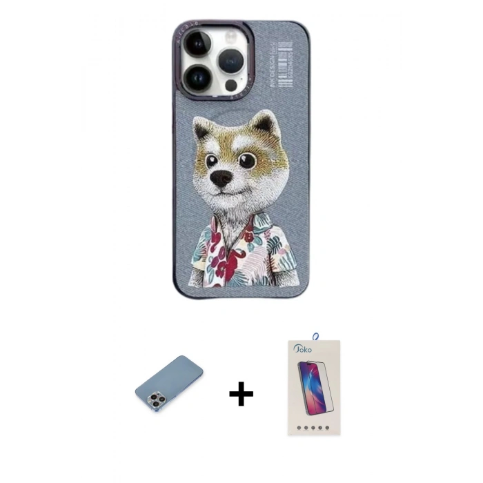 MARSİLYAN™- iPhone 13 Pro Max Kılıf Siluet Modern Özel Seri - Siyah Joko 5D Cam + Shine Kamera Lens Koruma Cam - GI