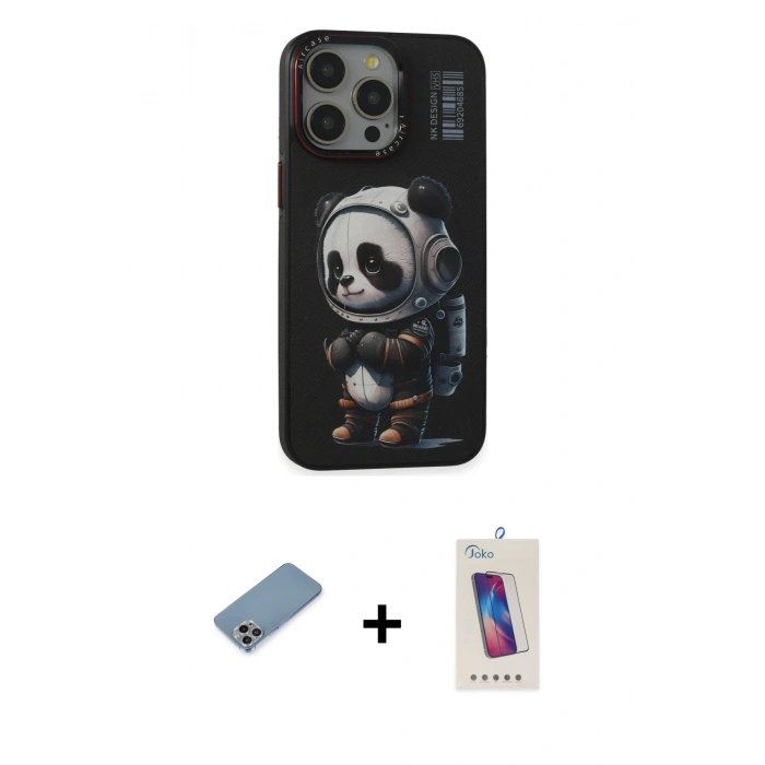 MARSİLYAN™- iPhone 13 Pro Max Kılıf Siluet Modern Özel Seri - Siyah Joko 5D Cam + Shine Kamera Lens Koruma Cam - GI