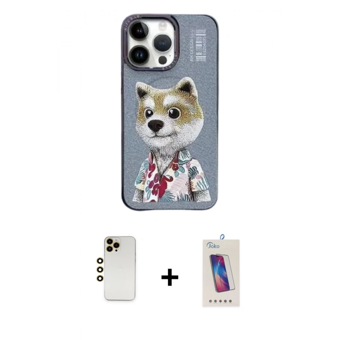 MARSİLYAN™- iPhone 13 Pro Max Kılıf Siluet Modern Özel Seri - Siyah Joko 5D Cam + Shine Kamera Lens - GD