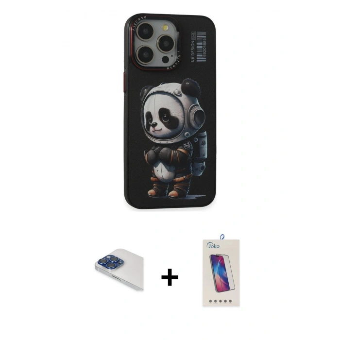 MARSİLYAN™- iPhone 13 Pro Max Kılıf Siluet Modern Özel Seri - Siyah Joko 5D Cam + Pers Alüminyum Kamera Lens - LT