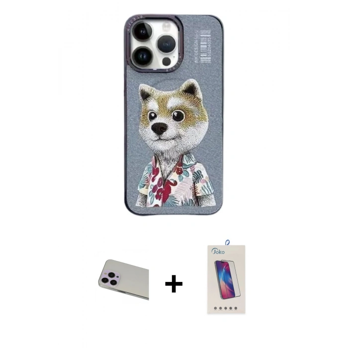 MARSİLYAN™- iPhone 13 Pro Max Kılıf Siluet Modern Özel Seri - Siyah Joko 5D Cam + Rainbow Kamera Lens Koruma Cam - MR