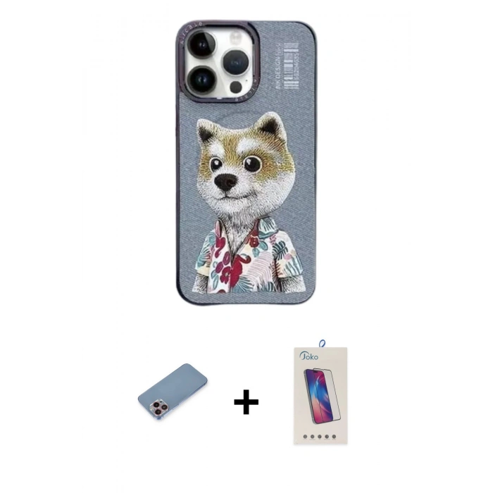MARSİLYAN™- iPhone 13 Pro Max Kılıf Siluet Modern Özel Seri - Siyah Joko 5D Cam + Shine Kamera Lens Koruma Cam - PE