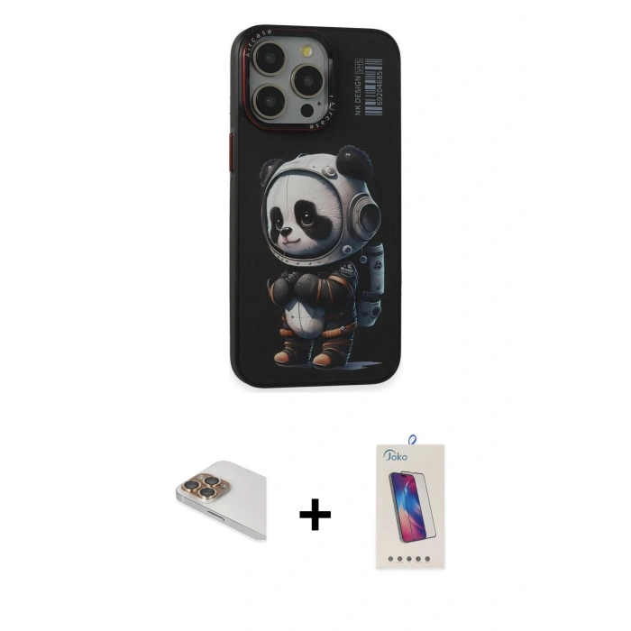 MARSİLYAN™- iPhone 13 Pro Max Kılıf Siluet Modern Özel Seri - Siyah Joko 5D Cam + Pers Alüminyum Kamera Lens - GD
