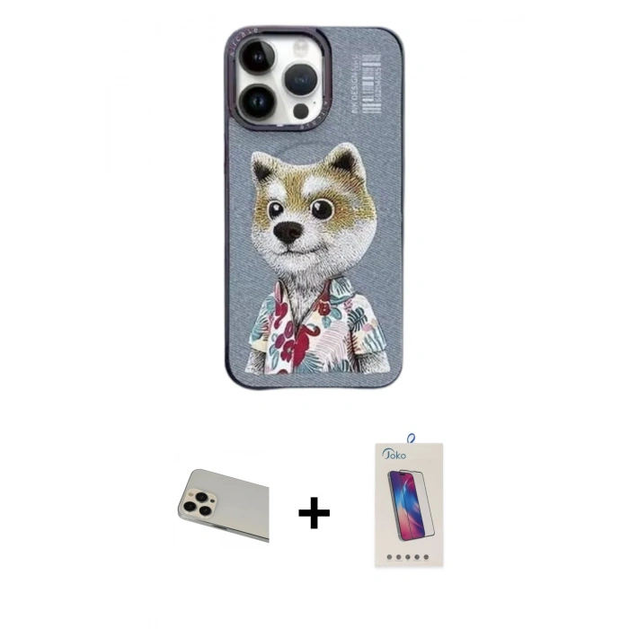 MARSİLYAN™- iPhone 13 Pro Max Kılıf Siluet Modern Özel Seri - Siyah Joko 5D Cam + Rainbow Kamera Lens Koruma Cam - REGD