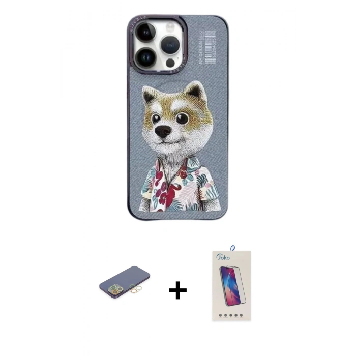 MARSİLYAN™- iPhone 13 Pro Max Kılıf Siluet Modern Özel Seri - Siyah Joko 5D Cam + Renkli Kamera Lens Koruma Cam - SI