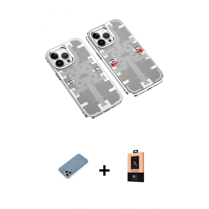 MARSİLYAN™- iPhone 13 Pro Max Kılıf Ufuk Doku Prime - Şeffaf Maxco Cam Ekran Koruyucu + Shine Kamera Lens Koruma Cam - GI