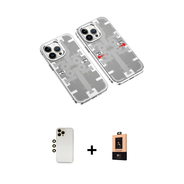 MARSİLYAN™- iPhone 13 Pro Max Kılıf Ufuk Doku Prime - Şeffaf Maxco Cam Ekran Koruyucu + Shine Kamera Lens - GD