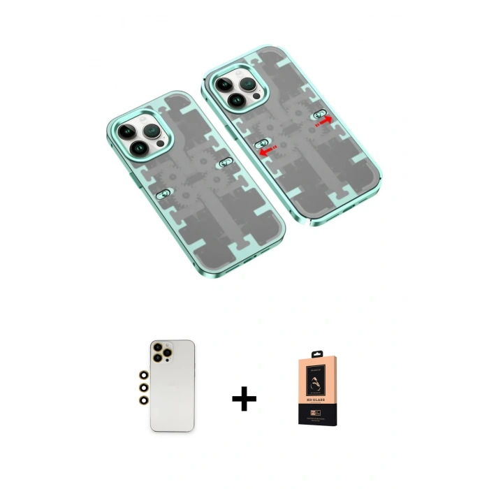 MARSİLYAN™- iPhone 13 Pro Max Kılıf Ufuk Doku Prime - Şeffaf Maxco Cam Ekran Koruyucu + Shine Kamera Lens - GD