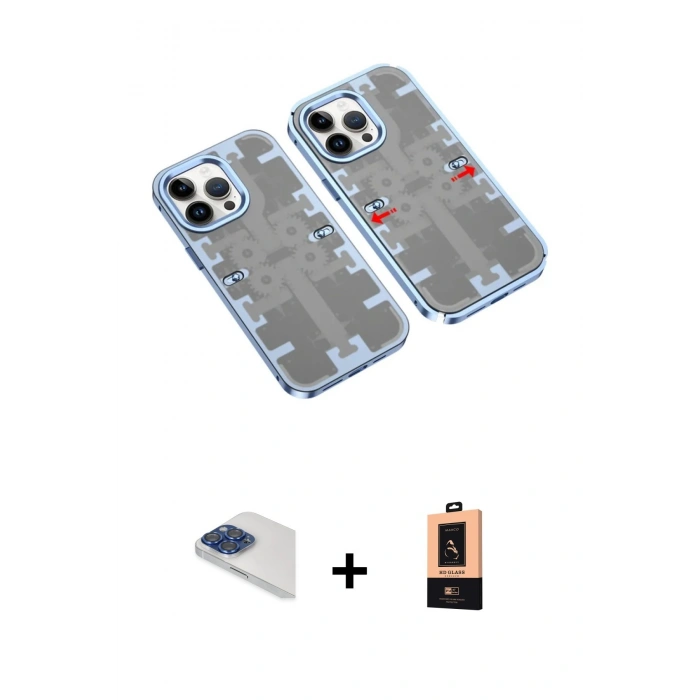 MARSİLYAN™- iPhone 13 Pro Max Kılıf Ufuk Doku Prime - Şeffaf Maxco Cam Ekran Koruyucu + Pers Alüminyum Kamera Lens - LT