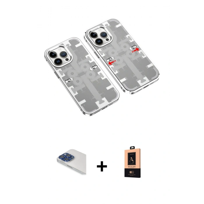 MARSİLYAN™- iPhone 13 Pro Max Kılıf Ufuk Doku Prime - Şeffaf Maxco Cam Ekran Koruyucu + Pers Alüminyum Kamera Lens - LT