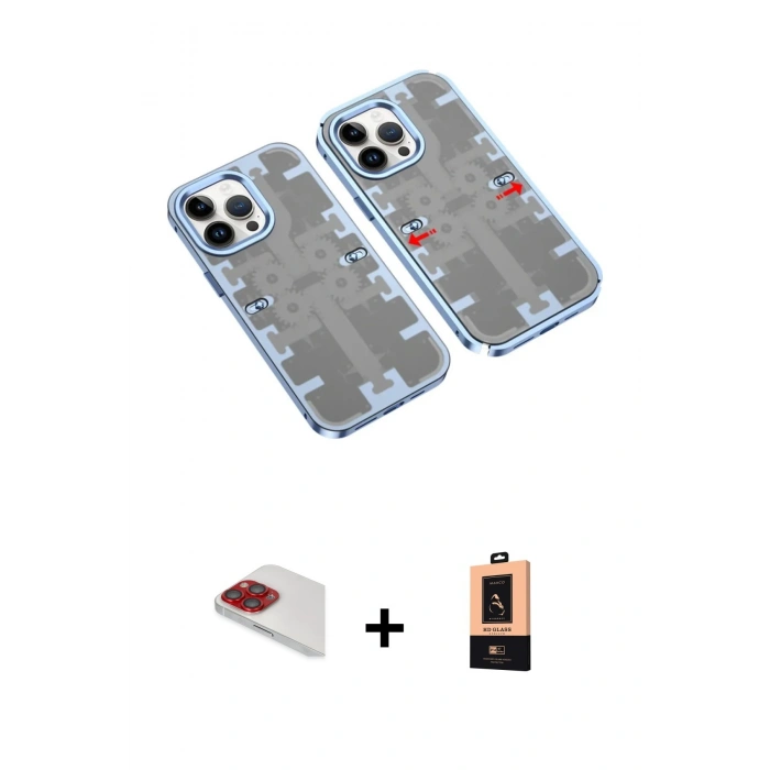 MARSİLYAN™- iPhone 13 Pro Max Kılıf Ufuk Doku Prime - Şeffaf Maxco Cam Ekran Koruyucu + Pers Alüminyum Kamera Lens - KI