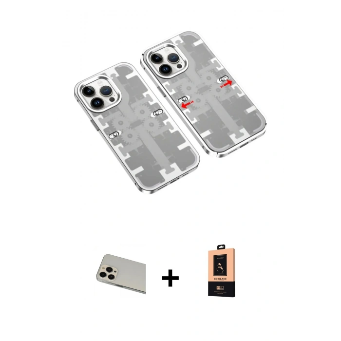 MARSİLYAN™- iPhone 13 Pro Max Kılıf Ufuk Doku Prime - Şeffaf Maxco Cam Ekran Koruyucu + Rainbow Kamera Lens Koruma Cam - REGD