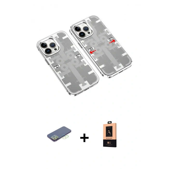 MARSİLYAN™- iPhone 13 Pro Max Kılıf Ufuk Doku Prime - Şeffaf Maxco Cam Ekran Koruyucu + Renkli Kamera Lens Koruma Cam - YL