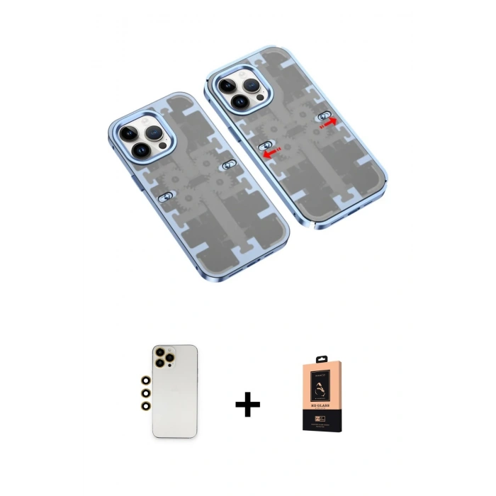 MARSİLYAN™- iPhone 13 Pro Max Kılıf Ufuk Doku Prime - Şeffaf Maxco Cam Ekran Koruyucu + Shine Kamera Lens - GD