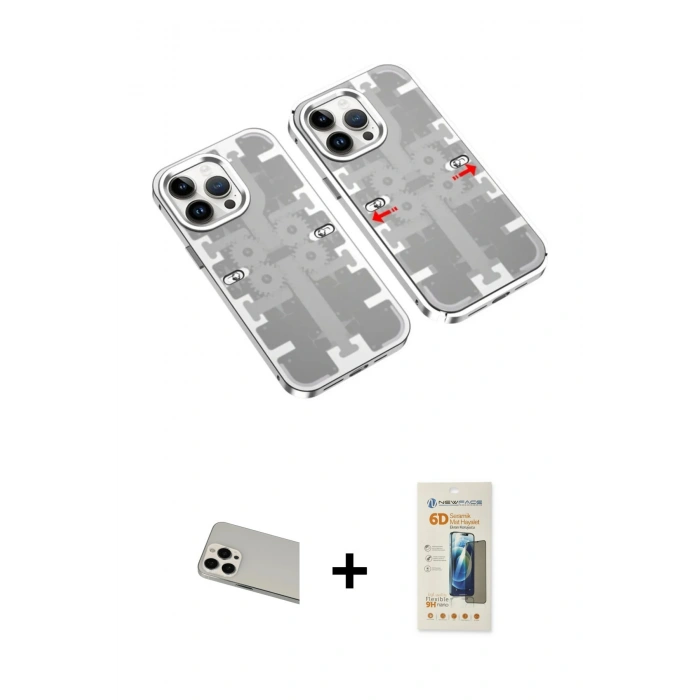 MARSİLYAN™- iPhone 13 Pro Max Kılıf Ufuk Doku Prime - Siyah 6D Mat Seramik Hayalet Nano Ekran Koruyucu + Rainbow Kamera Lens Koruma Cam - BZ