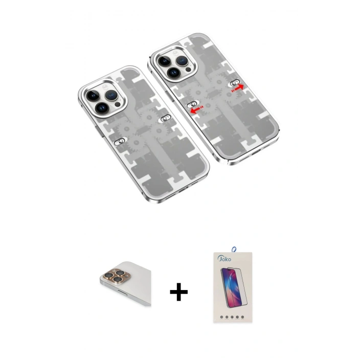 MARSİLYAN™- iPhone 13 Pro Max Kılıf Ufuk Doku Prime - Siyah Joko 5D Cam + Pers Alüminyum Kamera Lens - GD