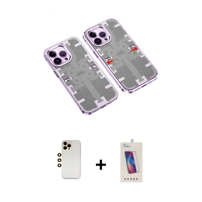 MARSİLYAN™- iPhone 13 Pro Max Kılıf Ufuk Doku Prime - Siyah Joko 5D Cam + Shine Kamera Lens - GD