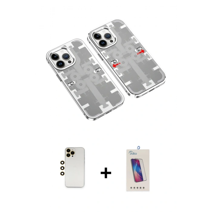 MARSİLYAN™- iPhone 13 Pro Max Kılıf Ufuk Doku Prime - Siyah Joko 5D Cam + Shine Kamera Lens - GD