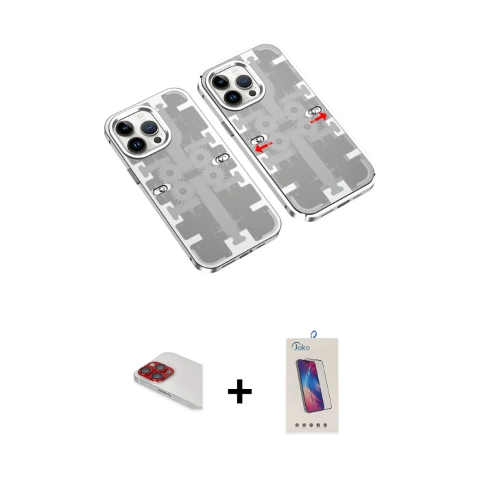 MARSİLYAN™- iPhone 13 Pro Max Kılıf Ufuk Doku Prime - Siyah Joko 5D Cam + Pers Alüminyum Kamera Lens - KI