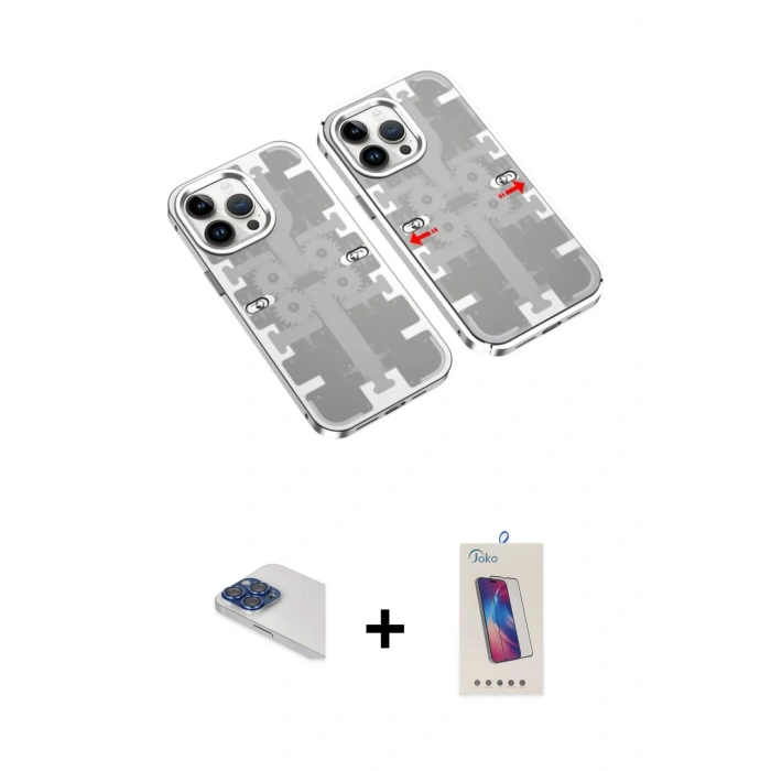 MARSİLYAN™- iPhone 13 Pro Max Kılıf Ufuk Doku Prime - Siyah Joko 5D Cam + Pers Alüminyum Kamera Lens - LT