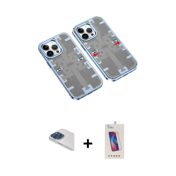 MARSİLYAN™- iPhone 13 Pro Max Kılıf Ufuk Doku Prime - Siyah Joko 5D Cam + Pers Alüminyum Kamera Lens - LT