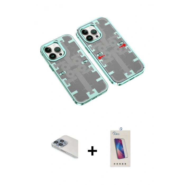 MARSİLYAN™- iPhone 13 Pro Max Kılıf Ufuk Doku Prime - Siyah Joko 5D Cam + Pers Alüminyum Kamera Lens - SABE