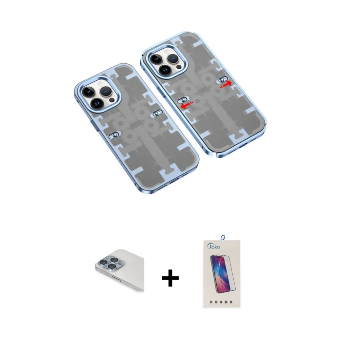 MARSİLYAN™- iPhone 13 Pro Max Kılıf Ufuk Doku Prime - Siyah Joko 5D Cam + Pers Alüminyum Kamera Lens - SABE
