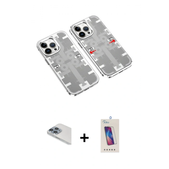 MARSİLYAN™- iPhone 13 Pro Max Kılıf Ufuk Doku Prime - Siyah Joko 5D Cam + Pers Alüminyum Kamera Lens - SABE