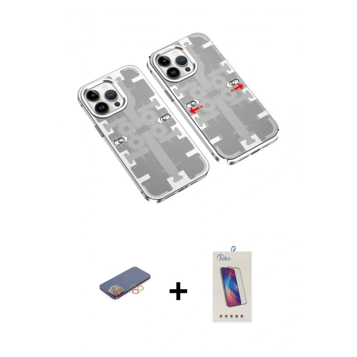 MARSİLYAN™- iPhone 13 Pro Max Kılıf Ufuk Doku Prime - Siyah Joko 5D Cam + Renkli Kamera Lens Koruma Cam - TU
