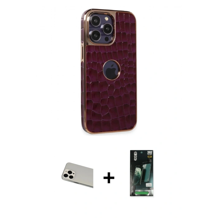 MARSİLYAN™- iPhone 13 Pro Max Kılıf Ufuk Form Prime - Şeffaf 360 Full Body Arka Koruyucu + Rainbow Kamera Lens Koruma Cam - BZ
