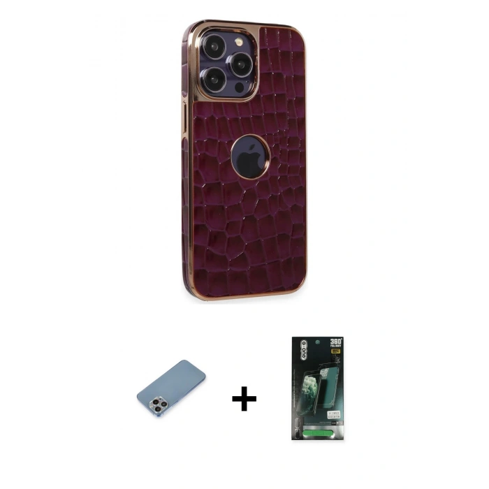 MARSİLYAN™- iPhone 13 Pro Max Kılıf Ufuk Form Prime - Şeffaf 360 Full Body Arka Koruyucu + Shine Kamera Lens Koruma Cam - GI