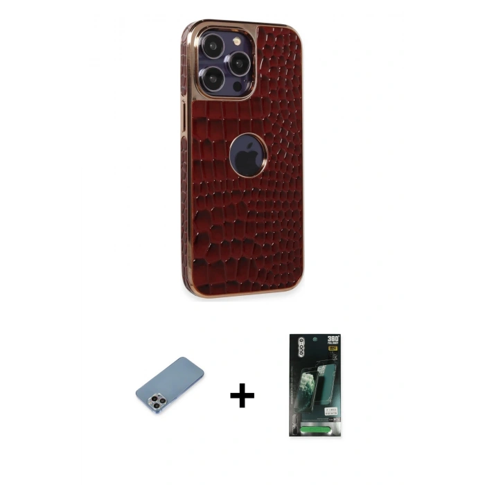 MARSİLYAN™- iPhone 13 Pro Max Kılıf Ufuk Form Prime - Şeffaf 360 Full Body Arka Koruyucu + Shine Kamera Lens Koruma Cam - GI