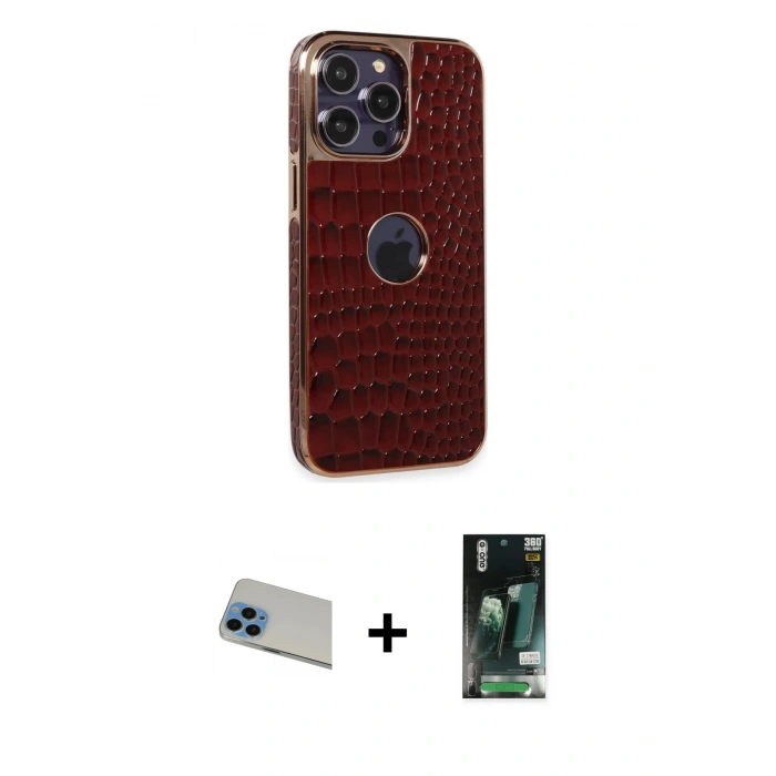 MARSİLYAN™- iPhone 13 Pro Max Kılıf Ufuk Form Prime - Şeffaf 360 Full Body Arka Koruyucu + Mavi Rainbow Kamera Lens Koruma Cam