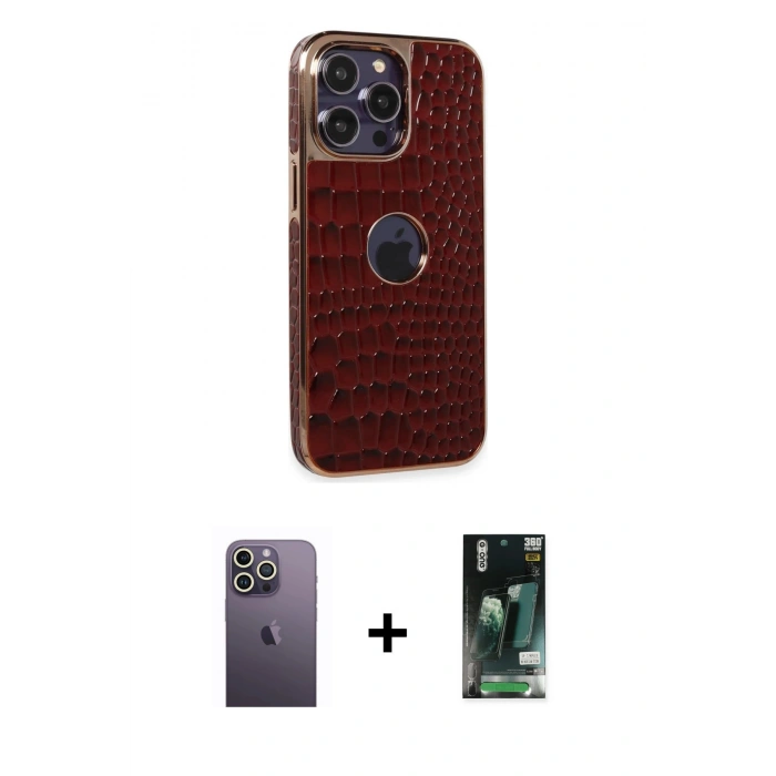 MARSİLYAN™- iPhone 13 Pro Max Kılıf Ufuk Form Prime - Şeffaf 360 Full Body Arka Koruyucu + Neon Fosforlu Kamera Lens - BZ