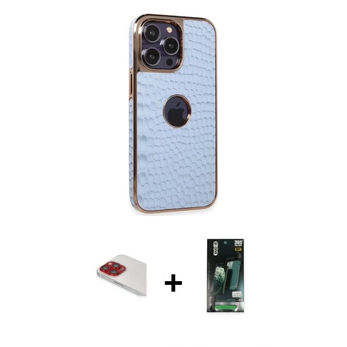 MARSİLYAN™- iPhone 13 Pro Max Kılıf Ufuk Form Prime - Şeffaf 360 Full Body Arka Koruyucu + Pers Alüminyum Kamera Lens - KI
