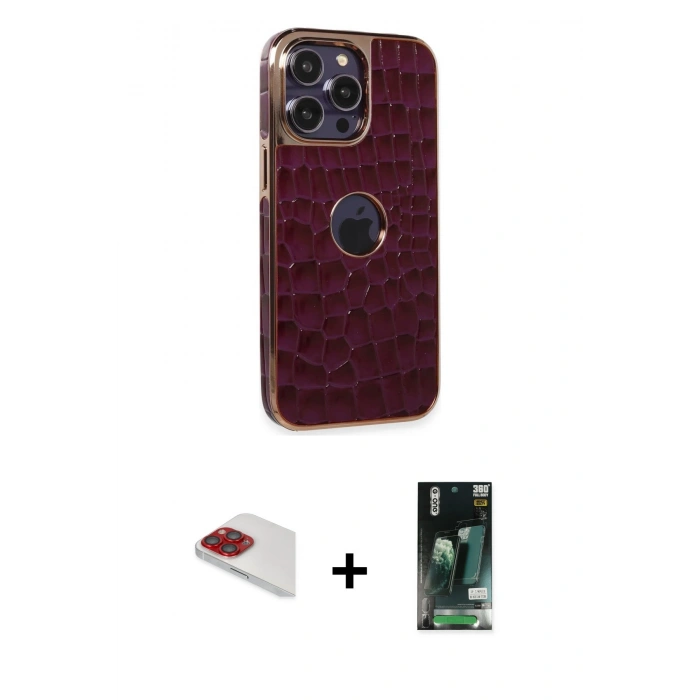MARSİLYAN™- iPhone 13 Pro Max Kılıf Ufuk Form Prime - Şeffaf 360 Full Body Arka Koruyucu + Pers Alüminyum Kamera Lens - KI