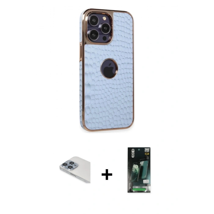 MARSİLYAN™- iPhone 13 Pro Max Kılıf Ufuk Form Prime - Şeffaf 360 Full Body Arka Koruyucu + Pers Alüminyum Kamera Lens - SABE