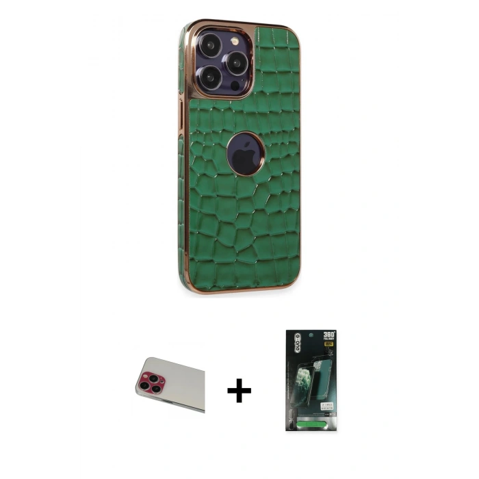 MARSİLYAN™- iPhone 13 Pro Max Kılıf Ufuk Form Prime - Şeffaf 360 Full Body Arka Koruyucu + Rainbow Kamera Lens Koruma Cam - KI