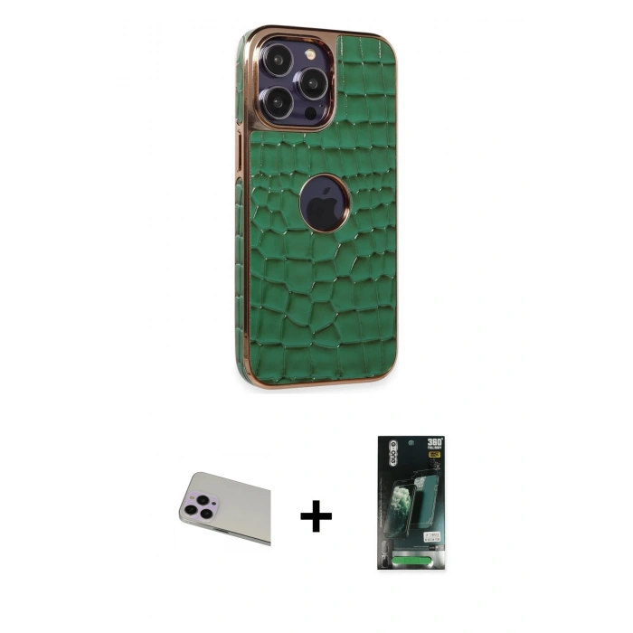 MARSİLYAN™- iPhone 13 Pro Max Kılıf Ufuk Form Prime - Şeffaf 360 Full Body Arka Koruyucu + Rainbow Kamera Lens Koruma Cam - MR