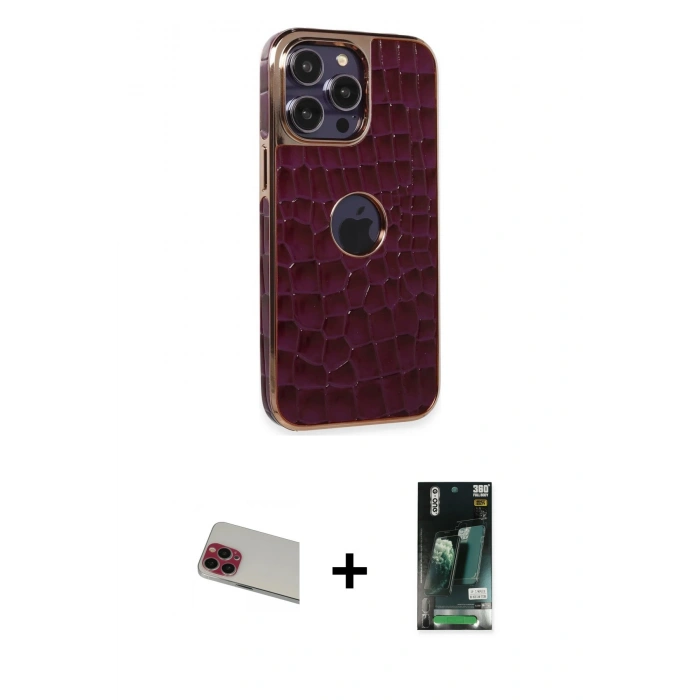 MARSİLYAN™- iPhone 13 Pro Max Kılıf Ufuk Form Prime - Şeffaf 360 Full Body Arka Koruyucu + Rainbow Kamera Lens Koruma Cam - KI