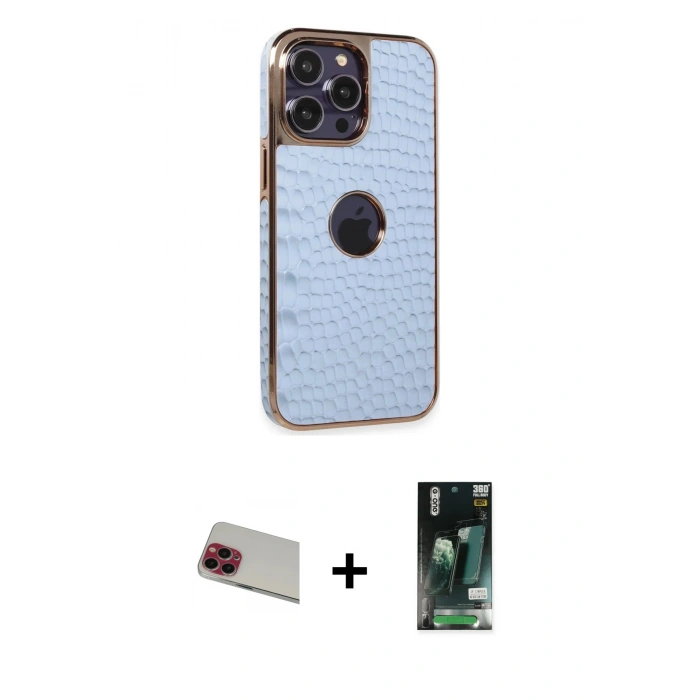 MARSİLYAN™- iPhone 13 Pro Max Kılıf Ufuk Form Prime - Şeffaf 360 Full Body Arka Koruyucu + Rainbow Kamera Lens Koruma Cam - KI