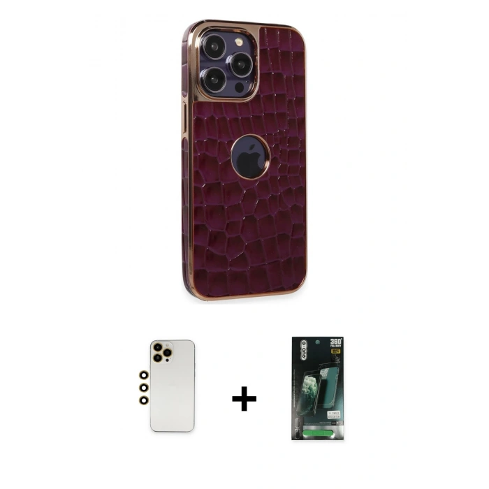 MARSİLYAN™- iPhone 13 Pro Max Kılıf Ufuk Form Prime - Şeffaf 360 Full Body Arka Koruyucu + Shine Kamera Lens - GD