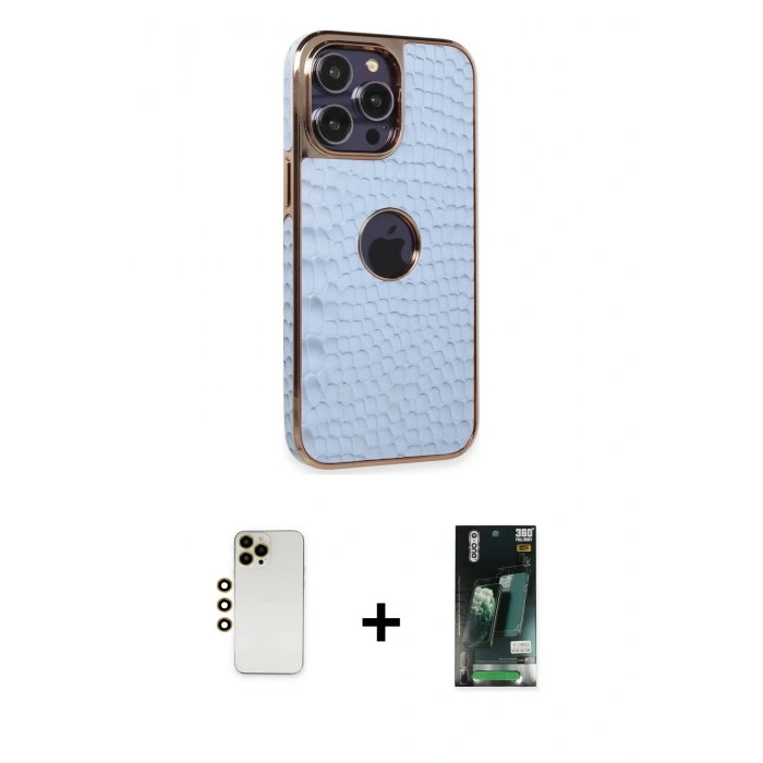 MARSİLYAN™- iPhone 13 Pro Max Kılıf Ufuk Form Prime - Şeffaf 360 Full Body Arka Koruyucu + Shine Kamera Lens - GD